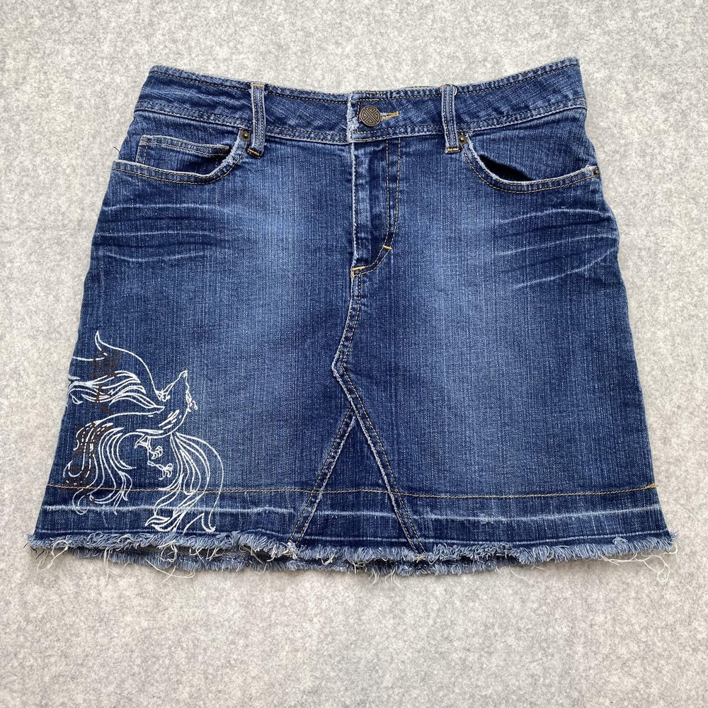 Disney Store Skirt Womens 6 (30 Waist) Blue Pirates Of The Caribbean Skull Mini